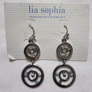 Lia Sophia Silver Earrings with Blue Accents